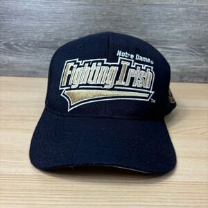 Vintage Notre Dame Fighting Irish Hat Cap Fitted Medium Blue Starter Football